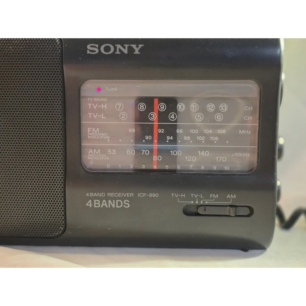 Sony ICF-890 4-Band Portable Radio Receiver TV-H TV-L FM AM Vintage Black